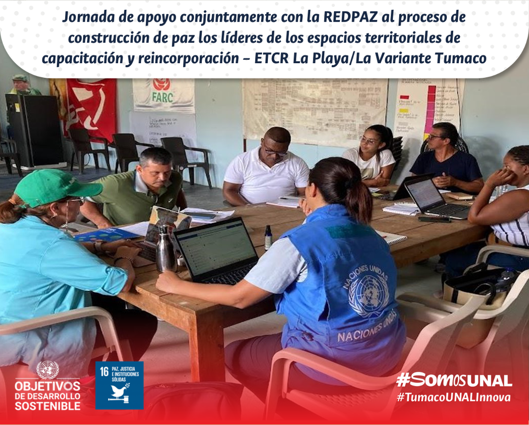 Jornada de apoyo conjuntamente con la REDPAZ al proceso de construcción de paz los líderes de los espacios territoriales de capacitación y reincorporación – ETCR La Playa/La Variante Tumaco